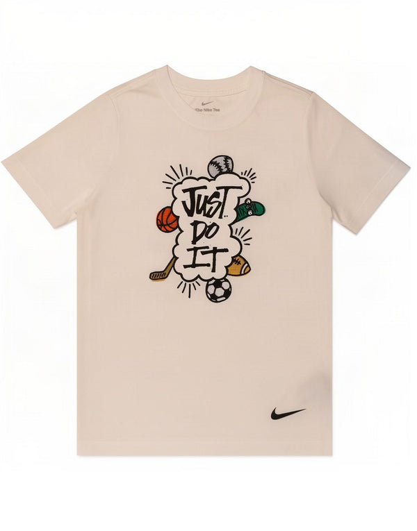Nike Boys Dri Fit Graphic T-Shirt Top 12-13 Years Large White Polyester