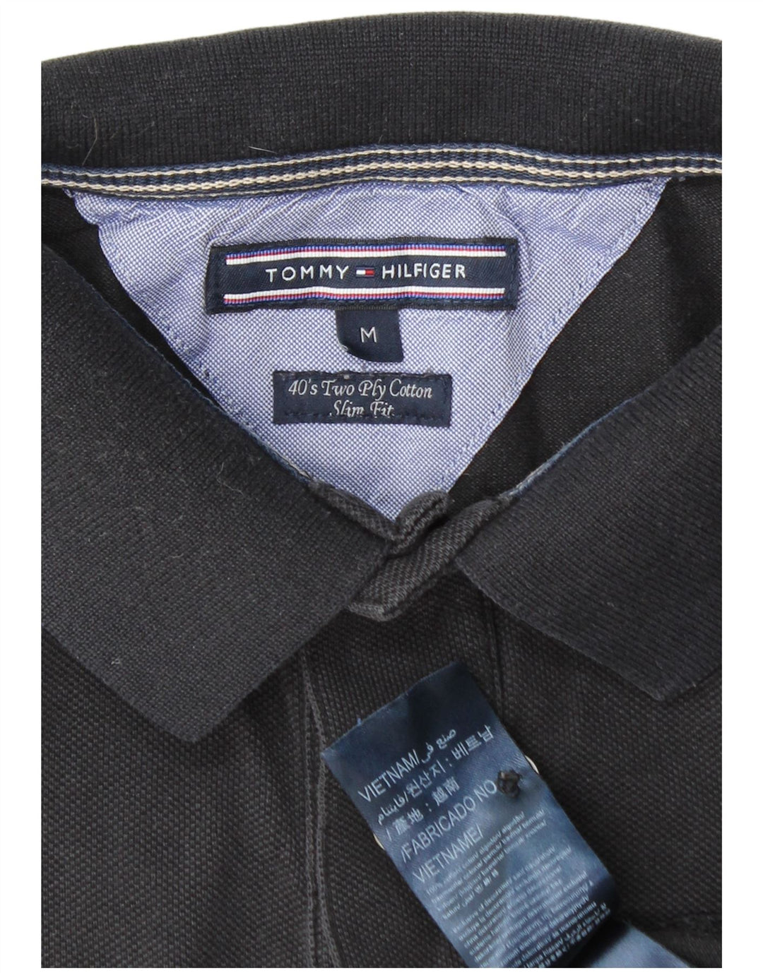 TOMMY HILFIGER Ανδρικό πουκάμισο Polo Slim Fit Βαμβακερό μεσαίο ναυτικό