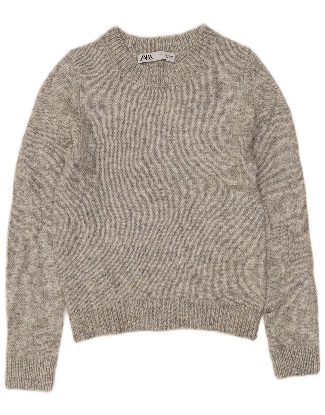 Γυναικείο πουλόβερ ZARA Crop Crew Neck Jumper UK 12 Medium Grey Flecked