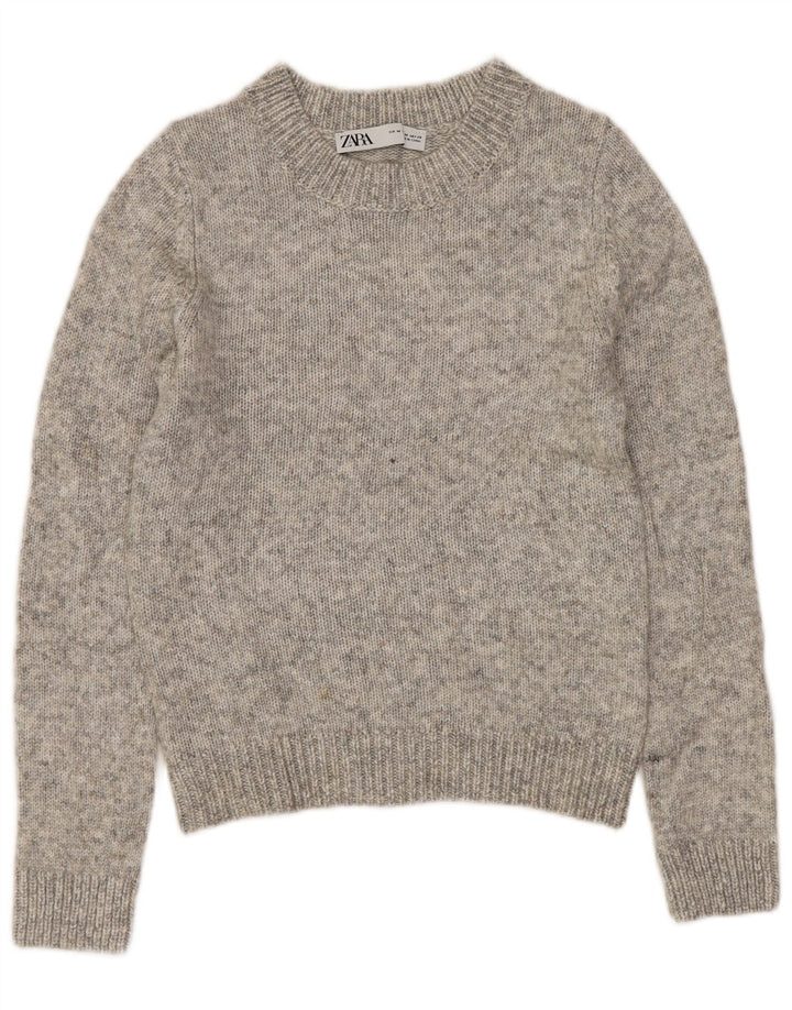 Γυναικείο πουλόβερ ZARA Crop Crew Neck Jumper UK 12 Medium Grey Flecked