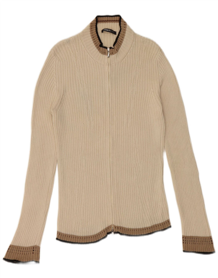 CERRUTI 1881 Γυναικείο πουλόβερ ζακέτα UK 12 Βαμβακερό μεσαίο υπόλευκο