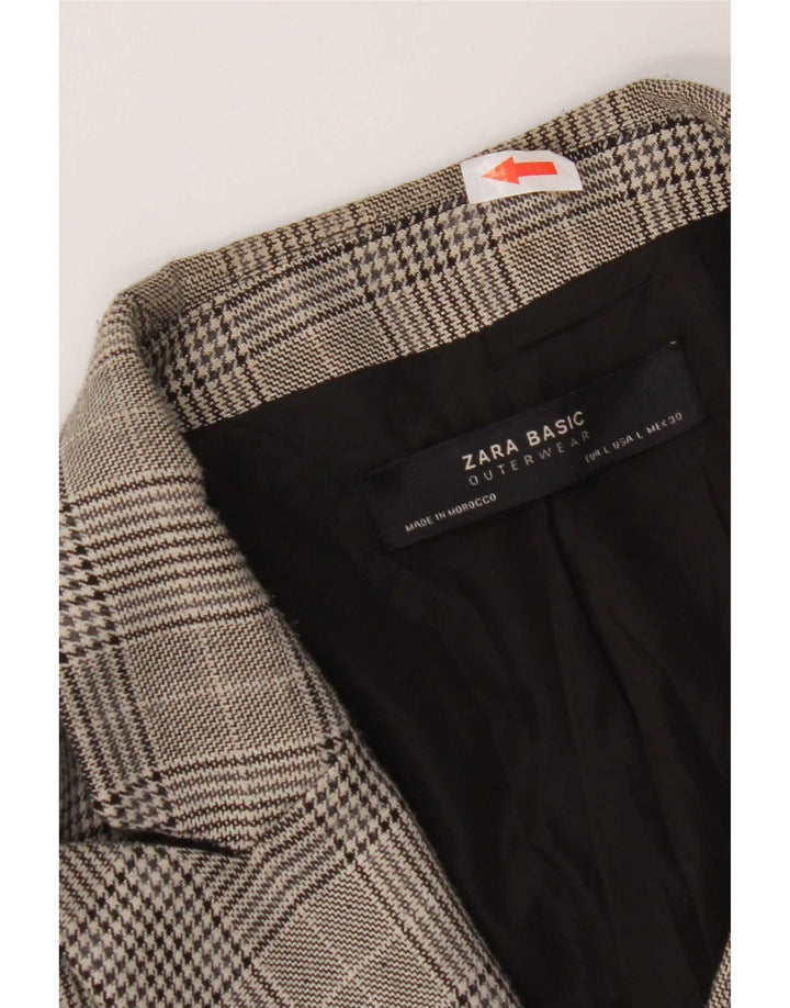 Zara Γυναικείο παλτό με διπλό στήθος UK 16 Large Grey Check Polyester