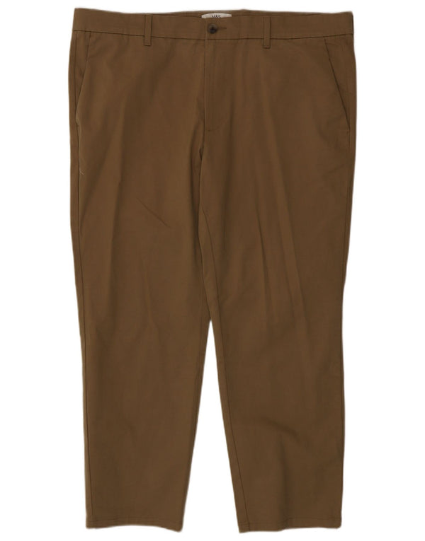 Marks & Spencer Ανδρικό παντελόνι Chino με κανονική εφαρμογή W40 L27 Καφέ βαμβακερό