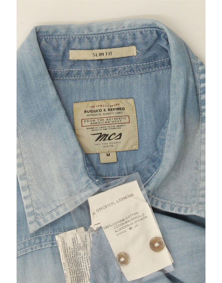 Marlboro Classics Ανδρικό Acid Wash Slim Fit Τζιν πουκάμισο μεσαίο μπλε βαμβακερό