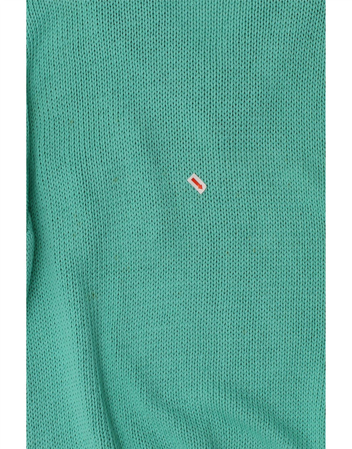 VINTAGE Womens V-Neck Jumper Sweater IT 44 Medium Green Cotton Vintage Vintage and Second-Hand Vintage from Messina Hembry 