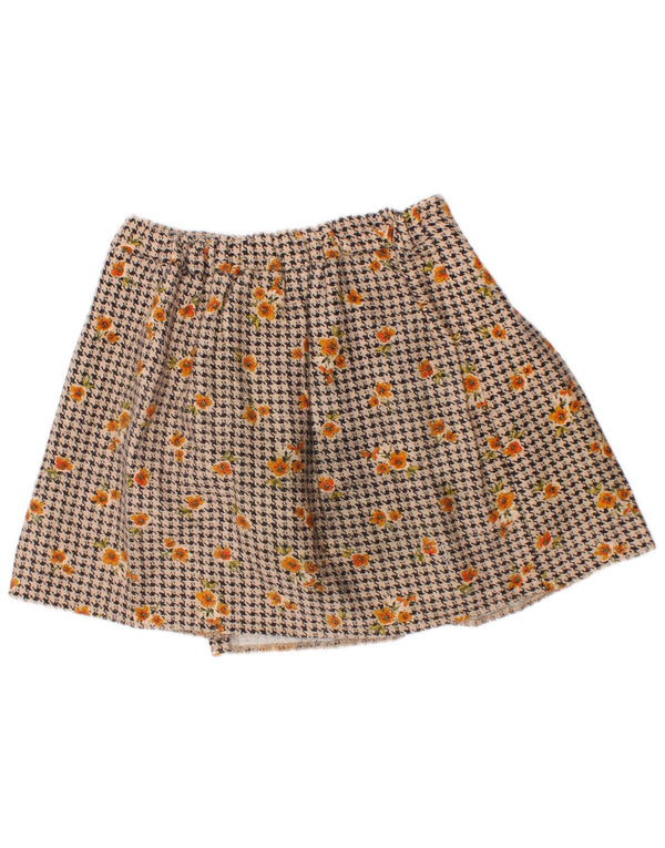 Zara Girls A-Line φούστα 6-7 ετών W24 Μπεζ βαμβακερό Houndstooth