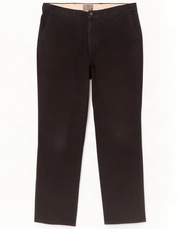 Marks & Spencer Ανδρικό ίσιο παντελόνι Chino W36 L33 Μαύρο βαμβακερό