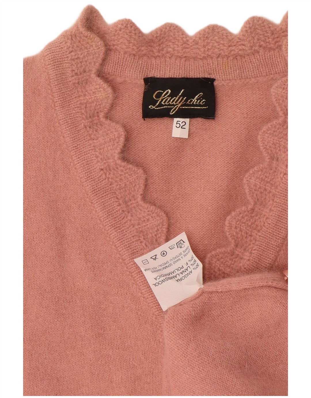 Vintage γυναικείο πουλόβερ με λαιμό και λαιμό IT 52 2XL Pink Angora