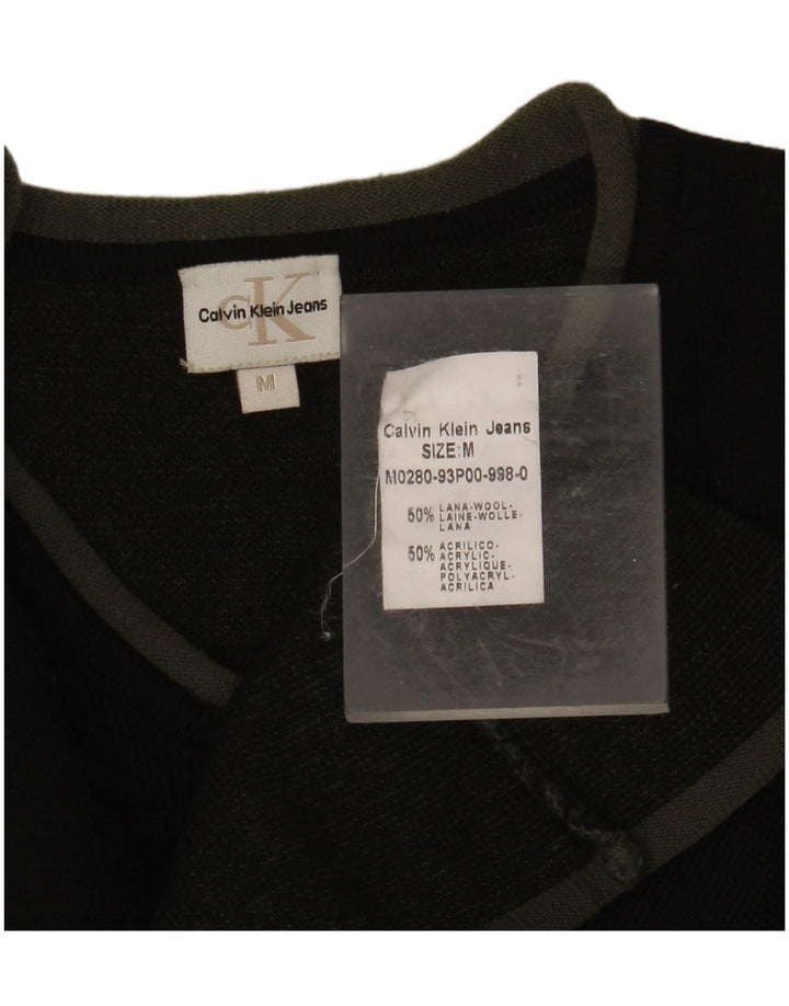 Ανδρικό πουλόβερ με λαιμόκοψη CALVIN KLEIN JEANS, μεσαίο μαύρο μαλλί