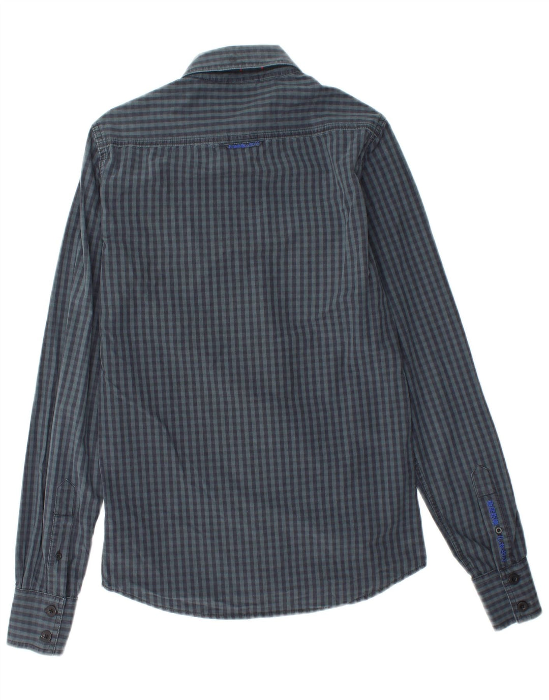 Ανδρικό πουκάμισο SUPERDRY Μικρό Navy Blue Gingham Cotton