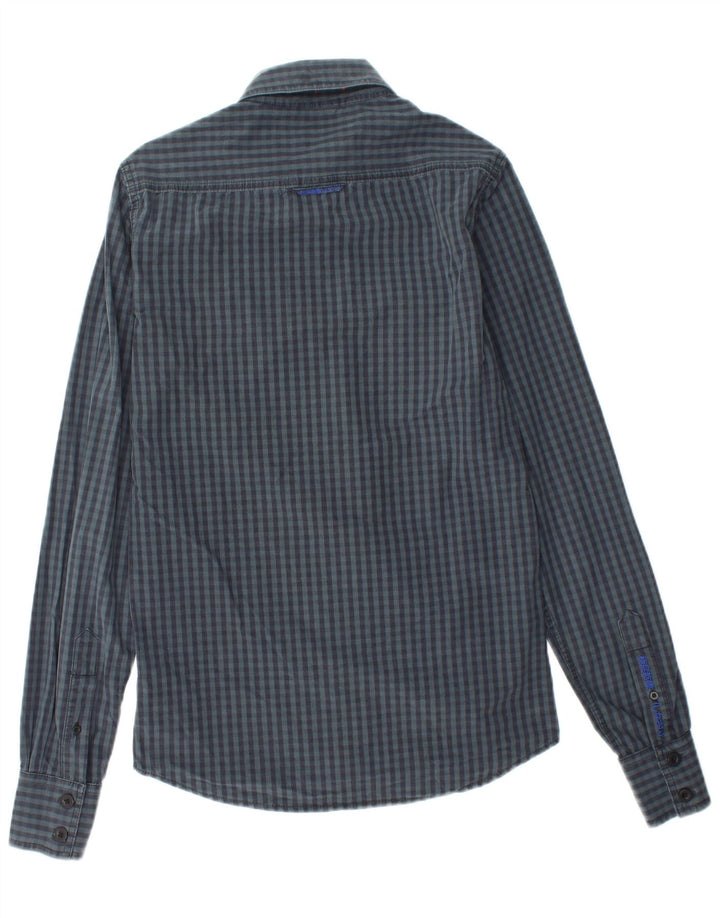 Ανδρικό πουκάμισο SUPERDRY Μικρό Navy Blue Gingham Cotton