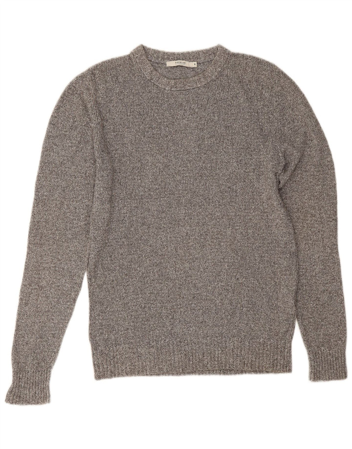 Jack & Jones Ανδρικό πουλόβερ με λαιμόκοψη, μικρό γκρι βαμβακερό