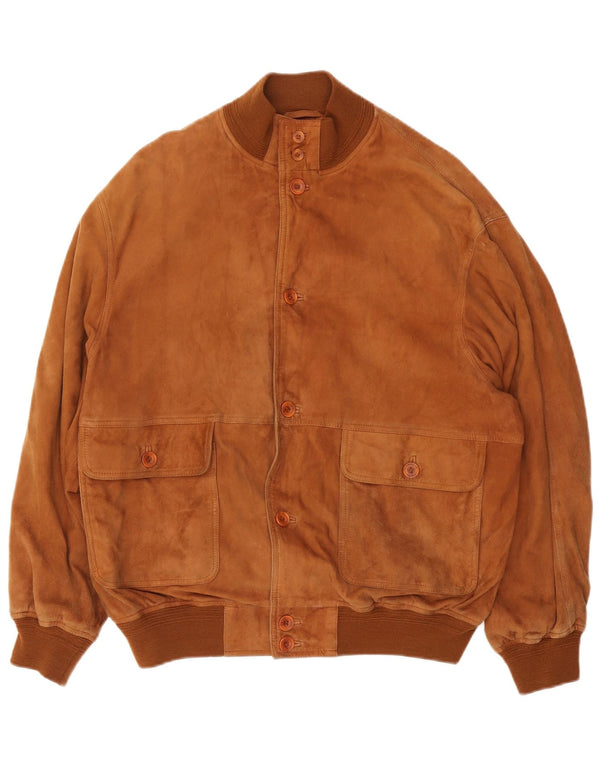 L.LAMBERTAZZI Ανδρικό Suede Bomber Jacket IT 50 Large Brown Leather
