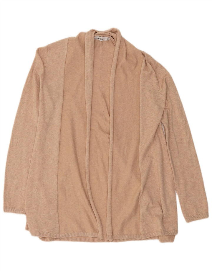 Zara Γυναικείο Longline Ανοιχτό Ζακέτα UK 14 Medium Beige