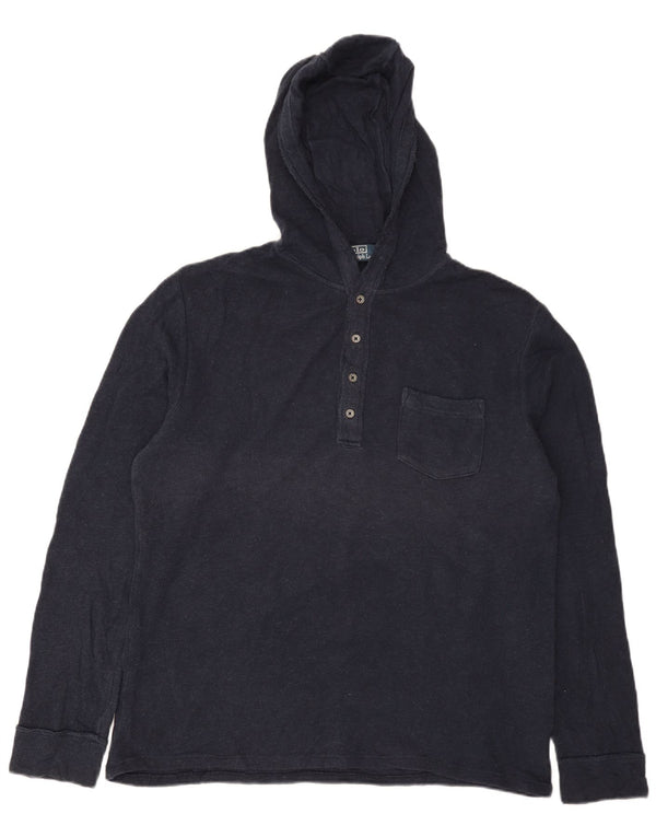 Polo Ralph Lauren Ανδρική μπλούζα με κουκούλα, μακρυμάνικο μεγάλο μπλε βαμβακερό