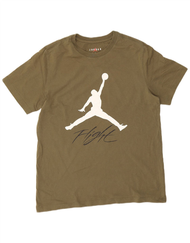 Jordan Ανδρικό γραφικό T-Shirt Top μεγάλο χακί βαμβακερό