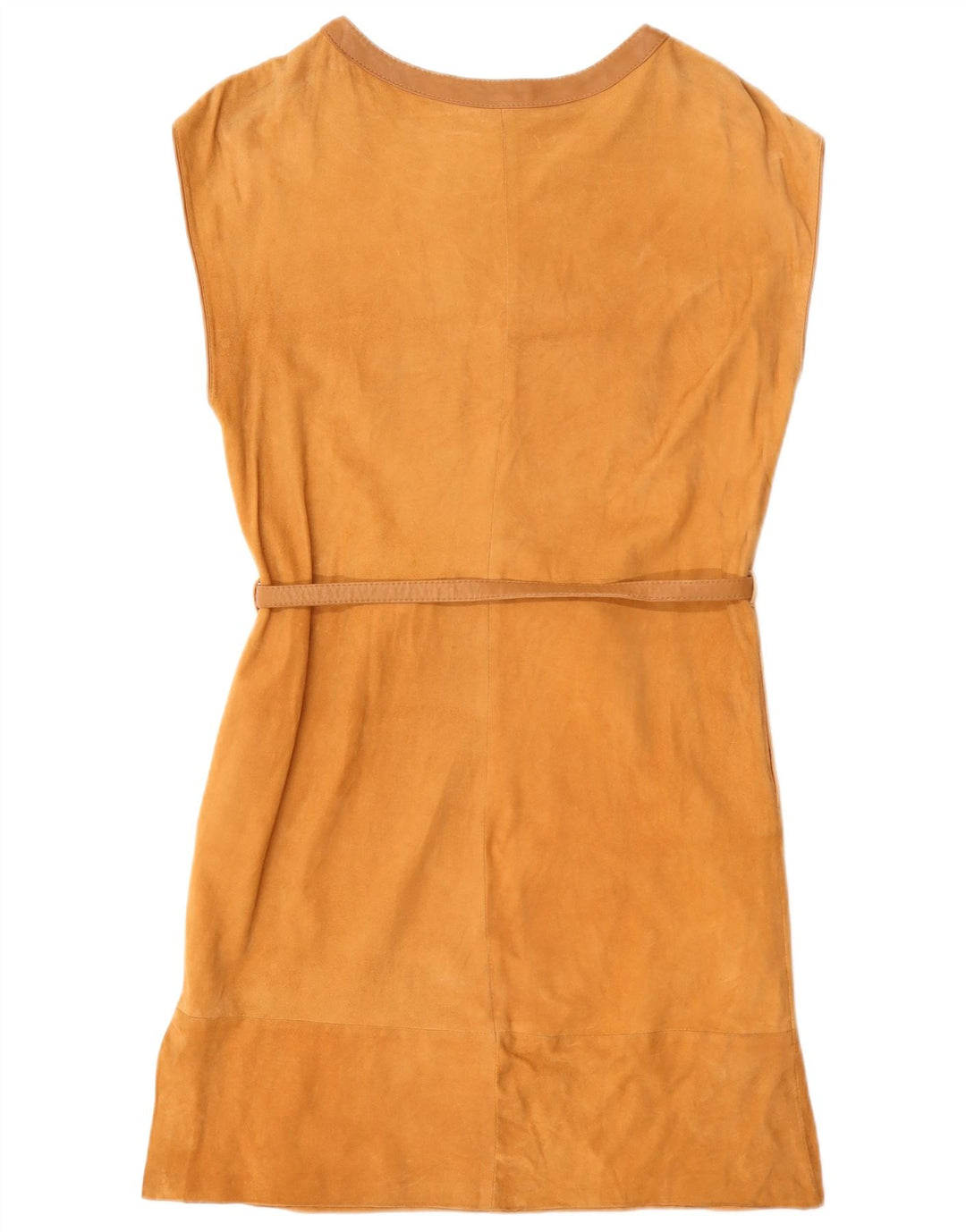 Vintage Γυναικείο Αμάνικο Suede Basic Φόρεμα UK 12 Medium Beige