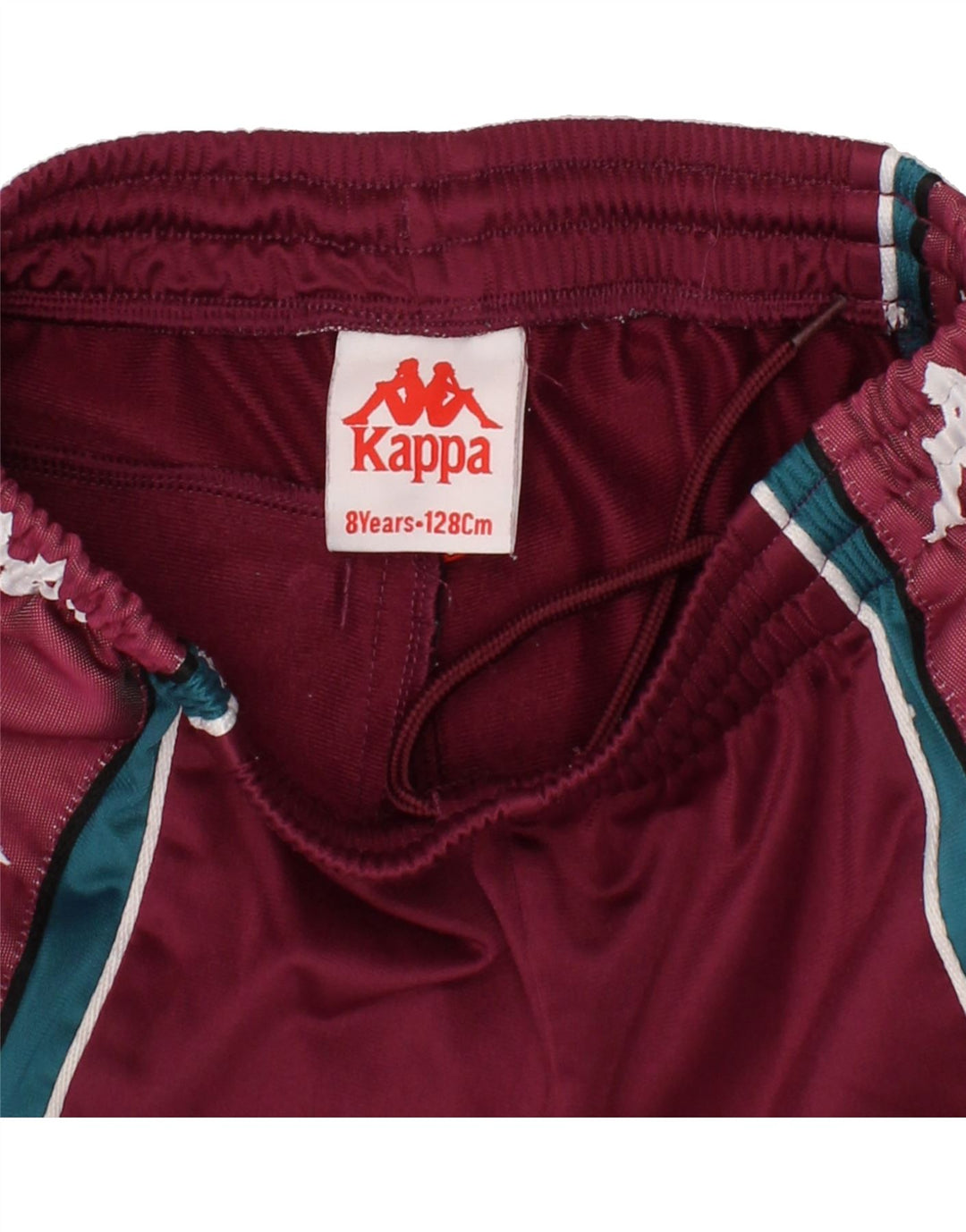 KAPPA Boys Graphic Sport Shorts 7-8 Years Maroon Colourblock Polyester Vintage Kappa and Second-Hand Kappa from Messina Hembry 