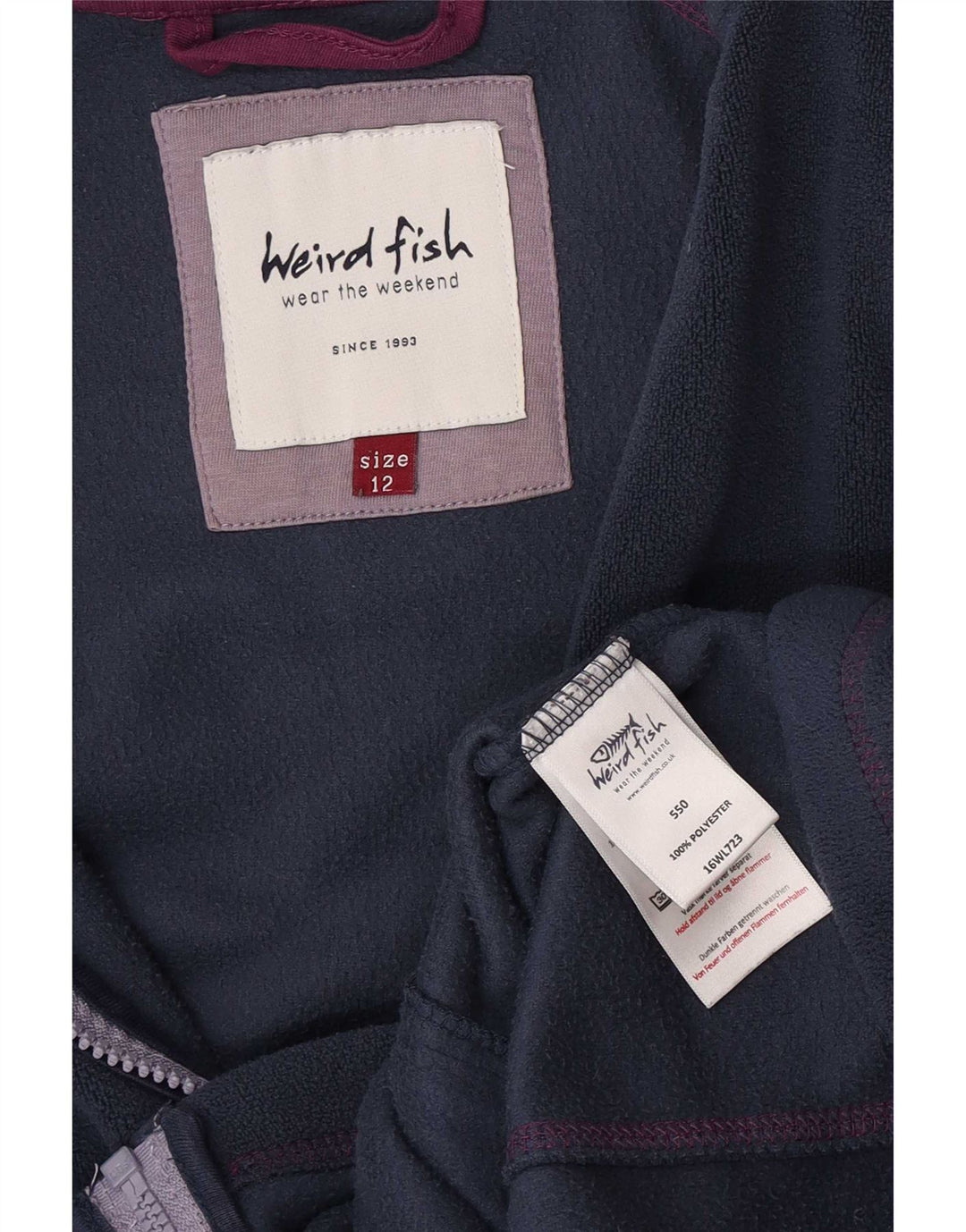 Weird Fish Γυναικείο Fleece Jacket UK 12 Medium Navy Blue Polyester