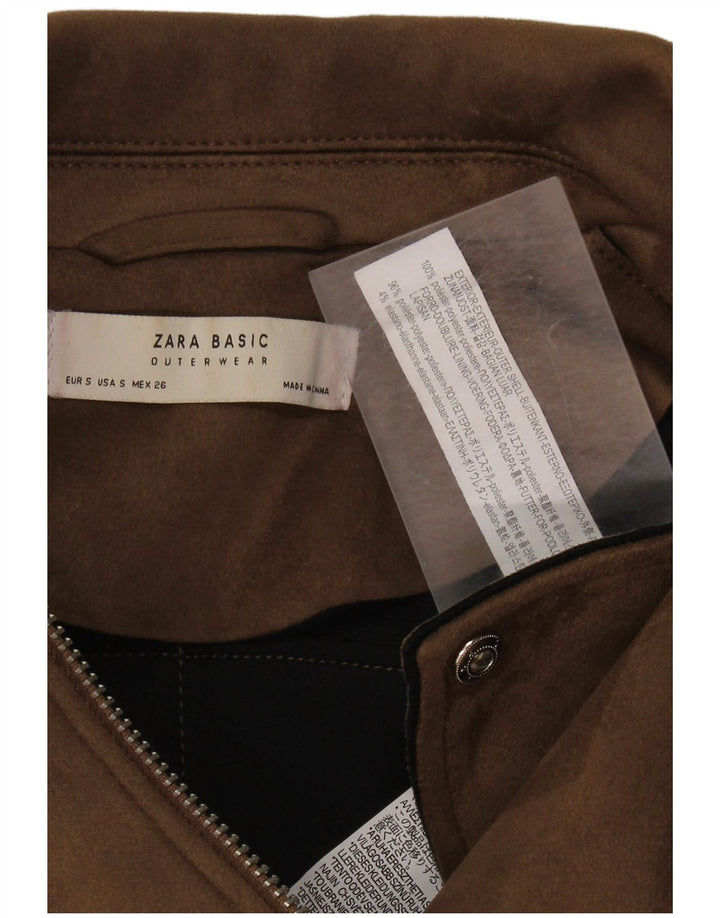 Zara Γυναικείο Biker Jacket UK 10 Small Brown Polyester