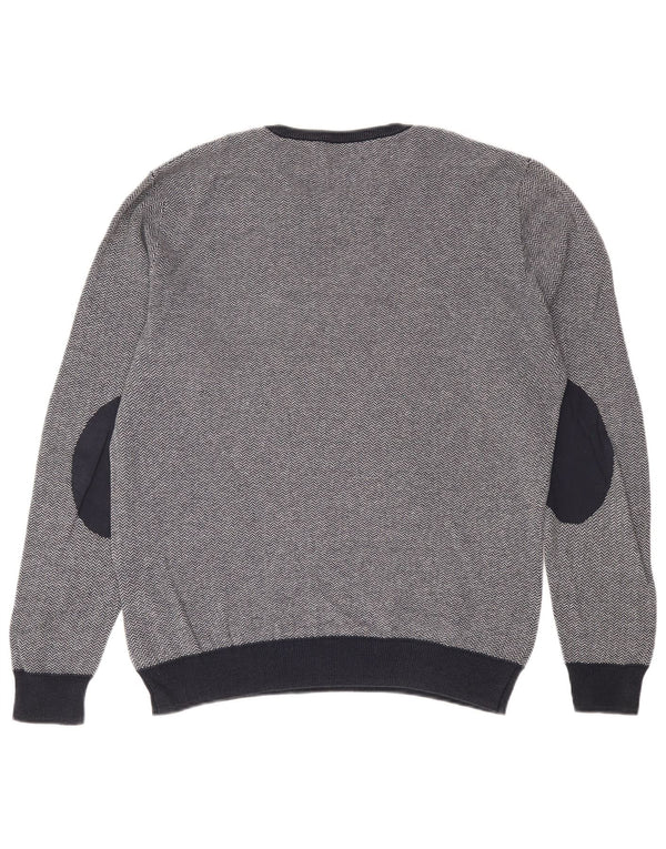 Πουλόβερ Gas Mens Crew Neck Jumper Large Navy Blue Chevron Cotton