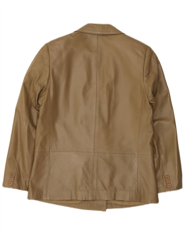 Vintage Γυναικείο Oversized Δερμάτινο Μπουφάν IT 38 XS Χακί Δερμάτινο