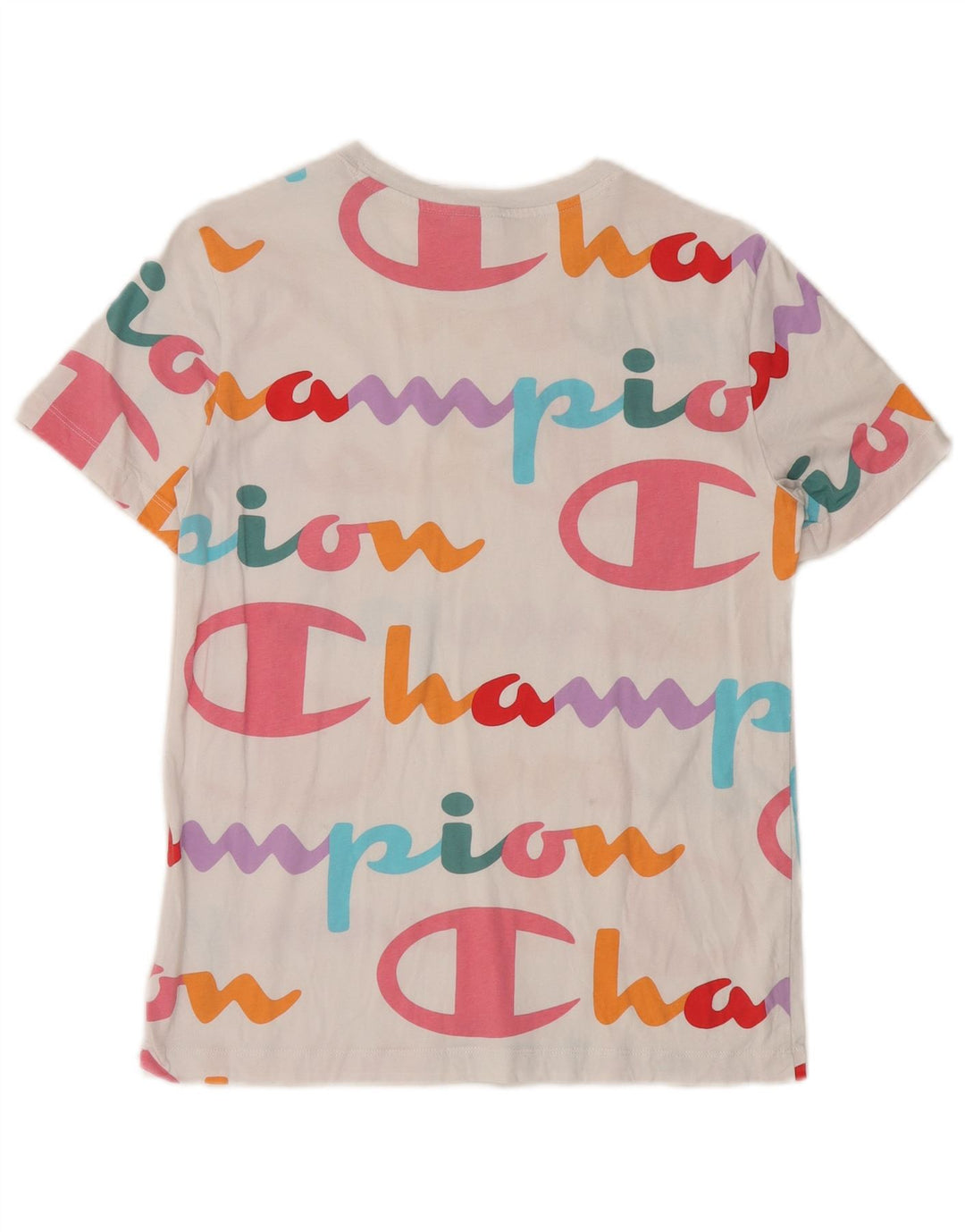 CHAMPION Γυναικείο γραφικό T-Shirt Top UK 12 Medium White
