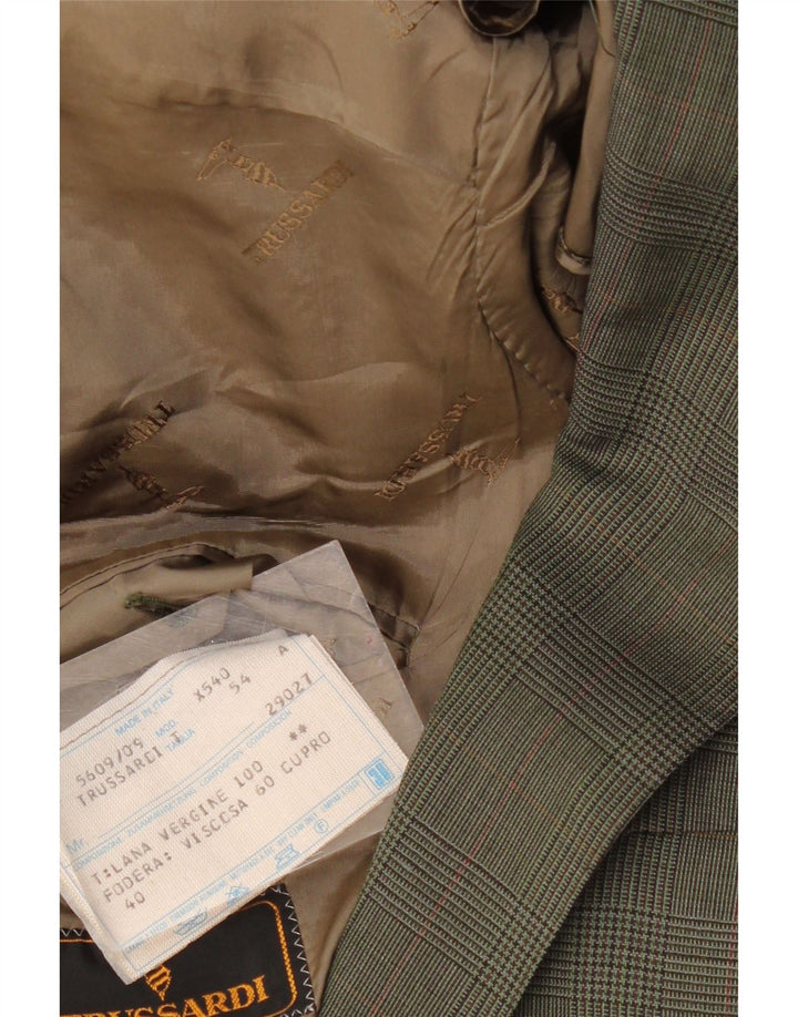 TRUSSARDI Ανδρικό μπουφάν σακάκι με 2 κουμπιά IT 54 2XL Χακί μαλλί