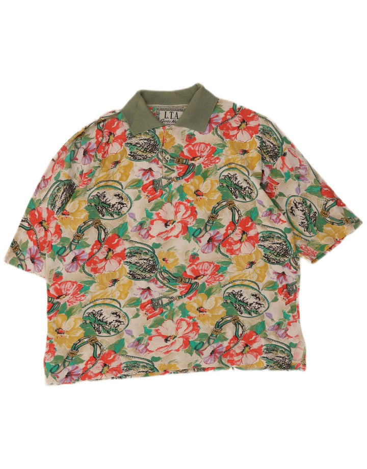Vintage Ανδρικό Πόλο Μπλουζάκι Μεγάλο Πολύχρωμο Floral