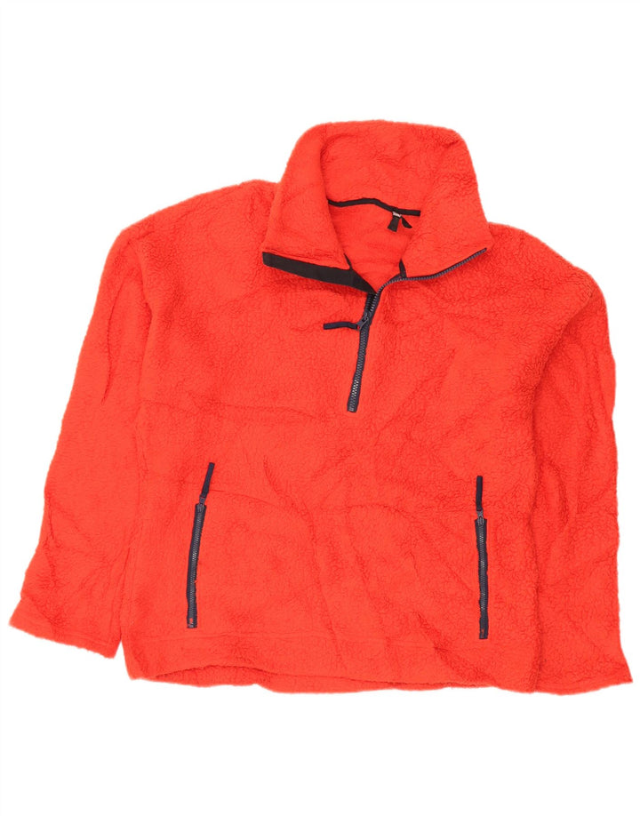 J. CREW Γυναικείο φερμουάρ Fleece Jumper UK 14 μεσαίο πορτοκαλί πολυεστέρας