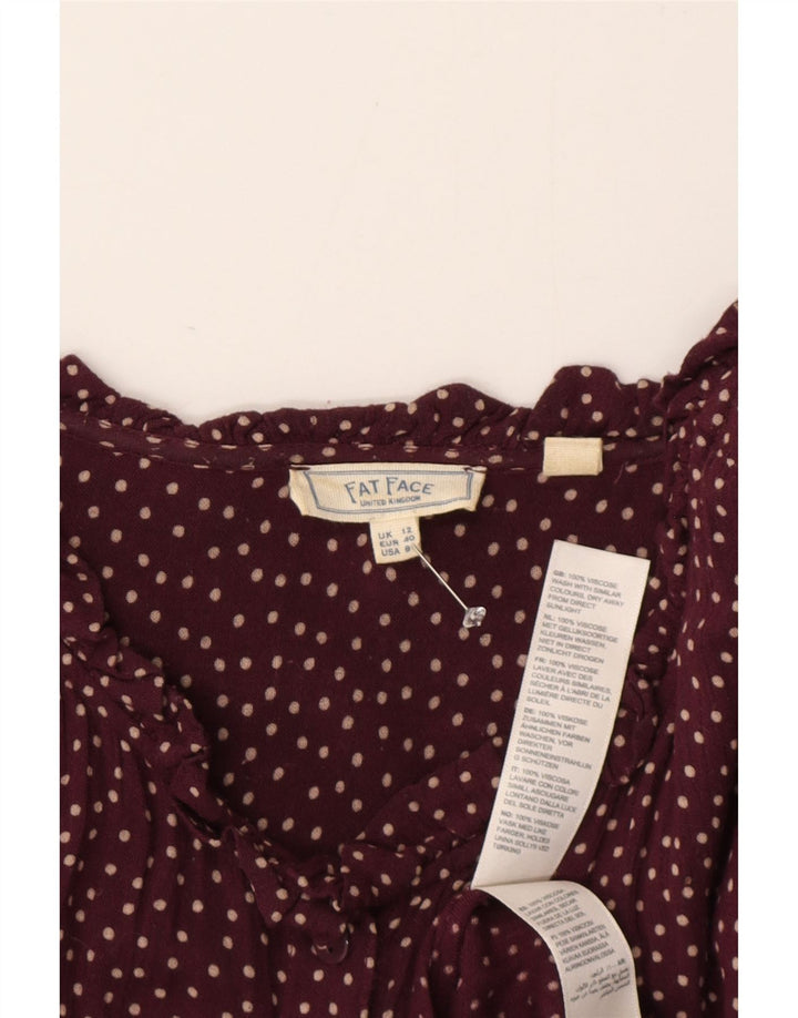 Γυναικείο μακρυμάνικο μάξι φόρεμα Fat Face UK 12 Medium Burgundy Spotted