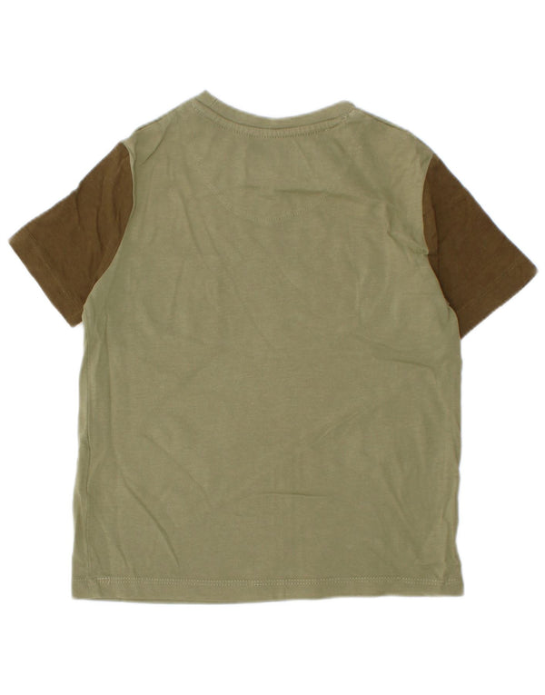 Lyle & Scott Boys T-Shirt Top 3-4 Years Green Colourblock Cotton