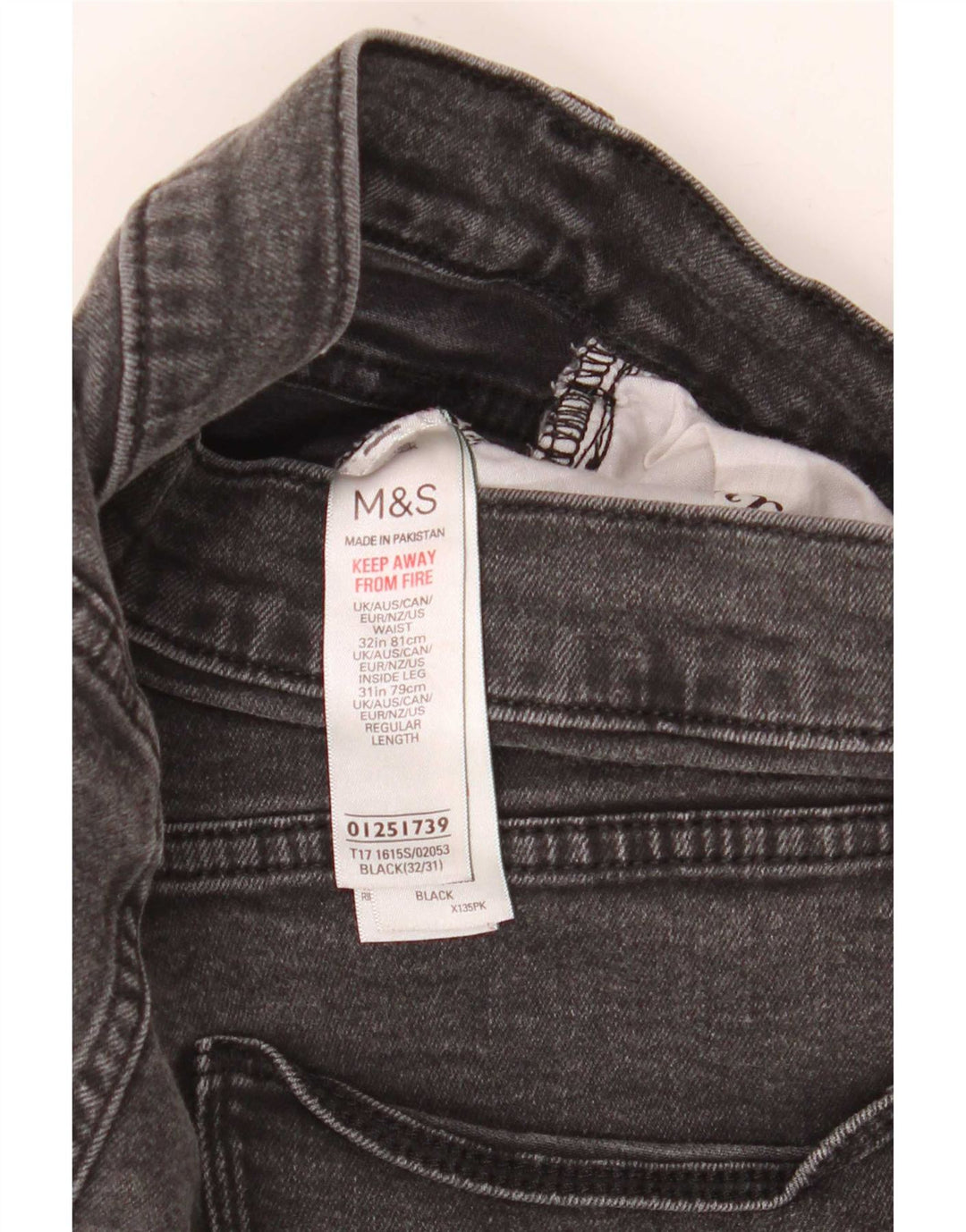 Marks & Spencer Ανδρικό Slim Jeans W32 L31 Μαύρο βαμβακερό