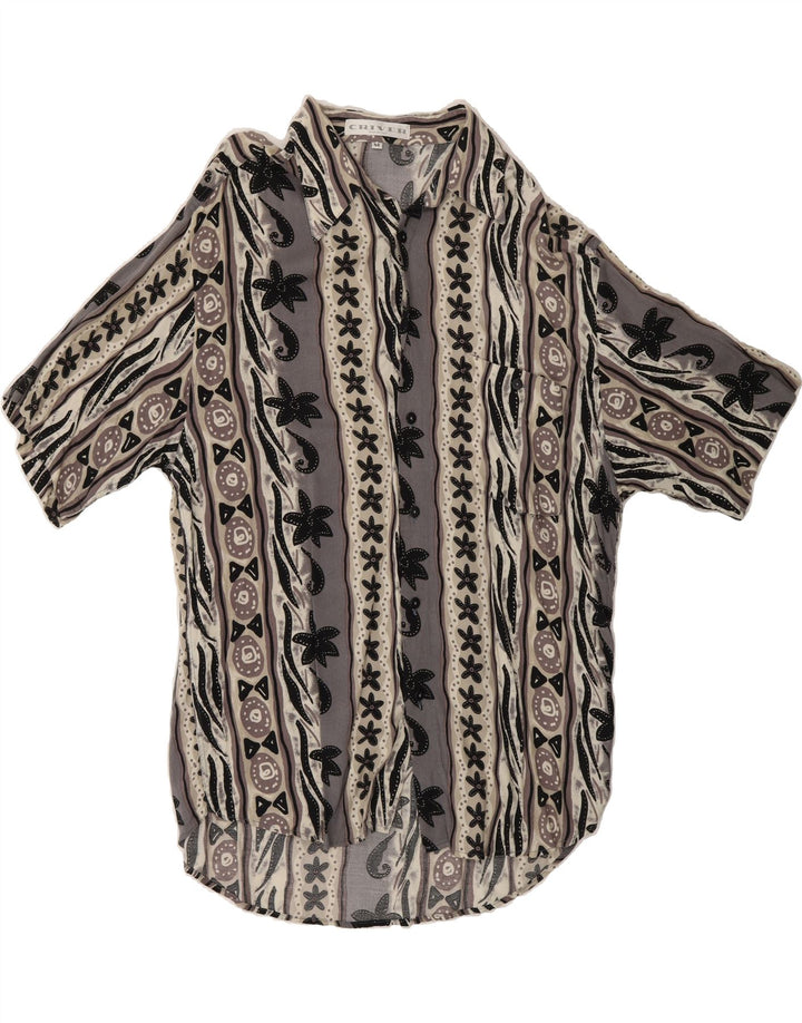 CRIVER Mens Short Sleeve Shirt Medium Grey Floral Vintage Criver and Second-Hand Criver from Messina Hembry 