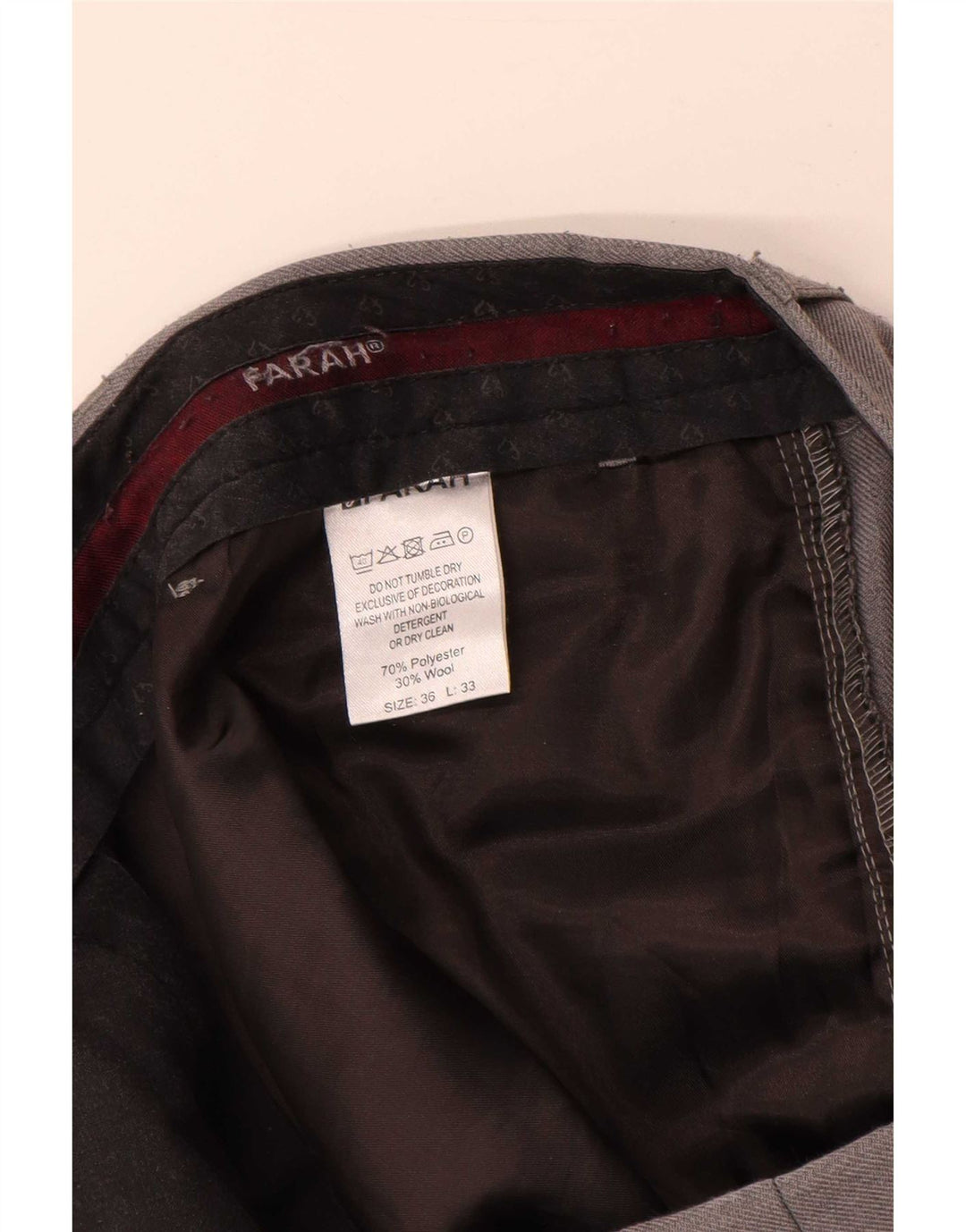 Farah Ανδρικό ίσιο παντελόνι W36 L33 Γκρι Πολυεστέρας