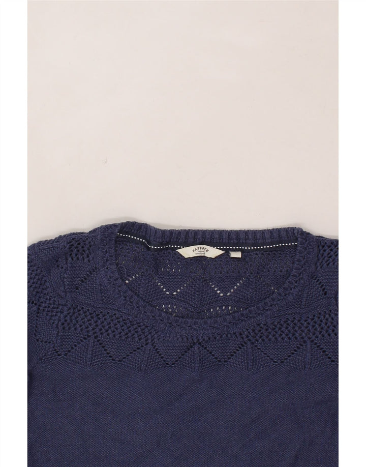 FAT FACE Womens Boat Neck Jumper Sweater UK 8 Small Blue Vintage Fat Face and Second-Hand Fat Face from Messina Hembry 