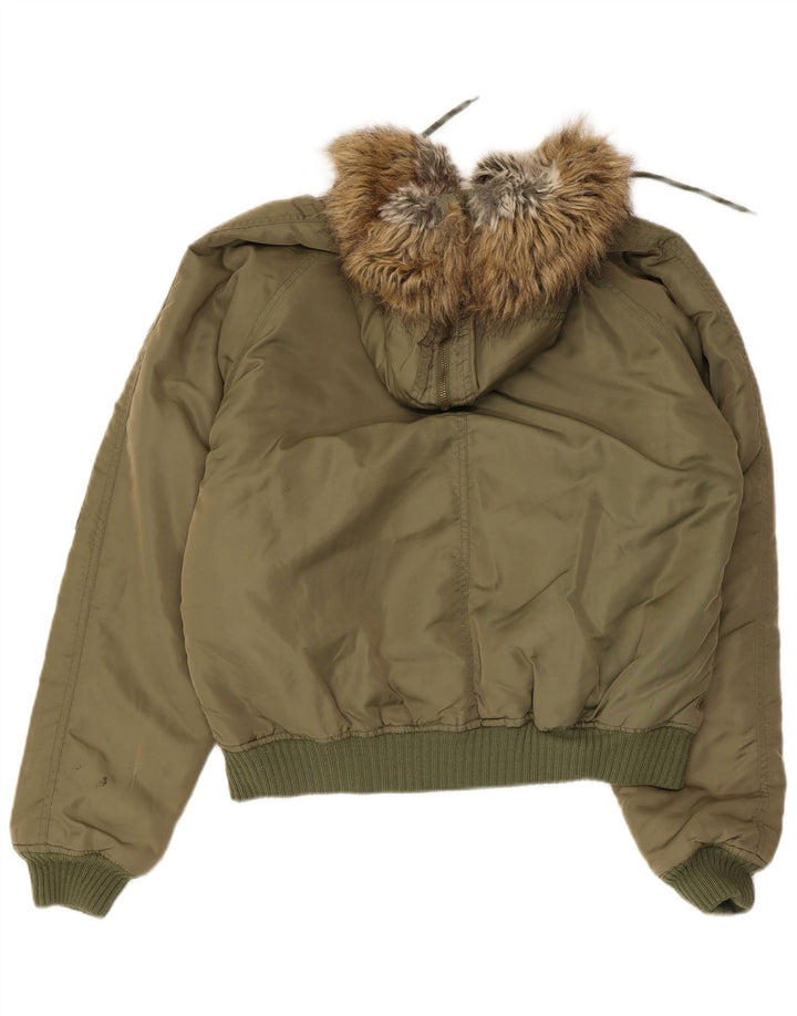 Vintage Ανδρικό Μπουφάν σκι με κουκούλα UK 38 Medium Khaki Nylon