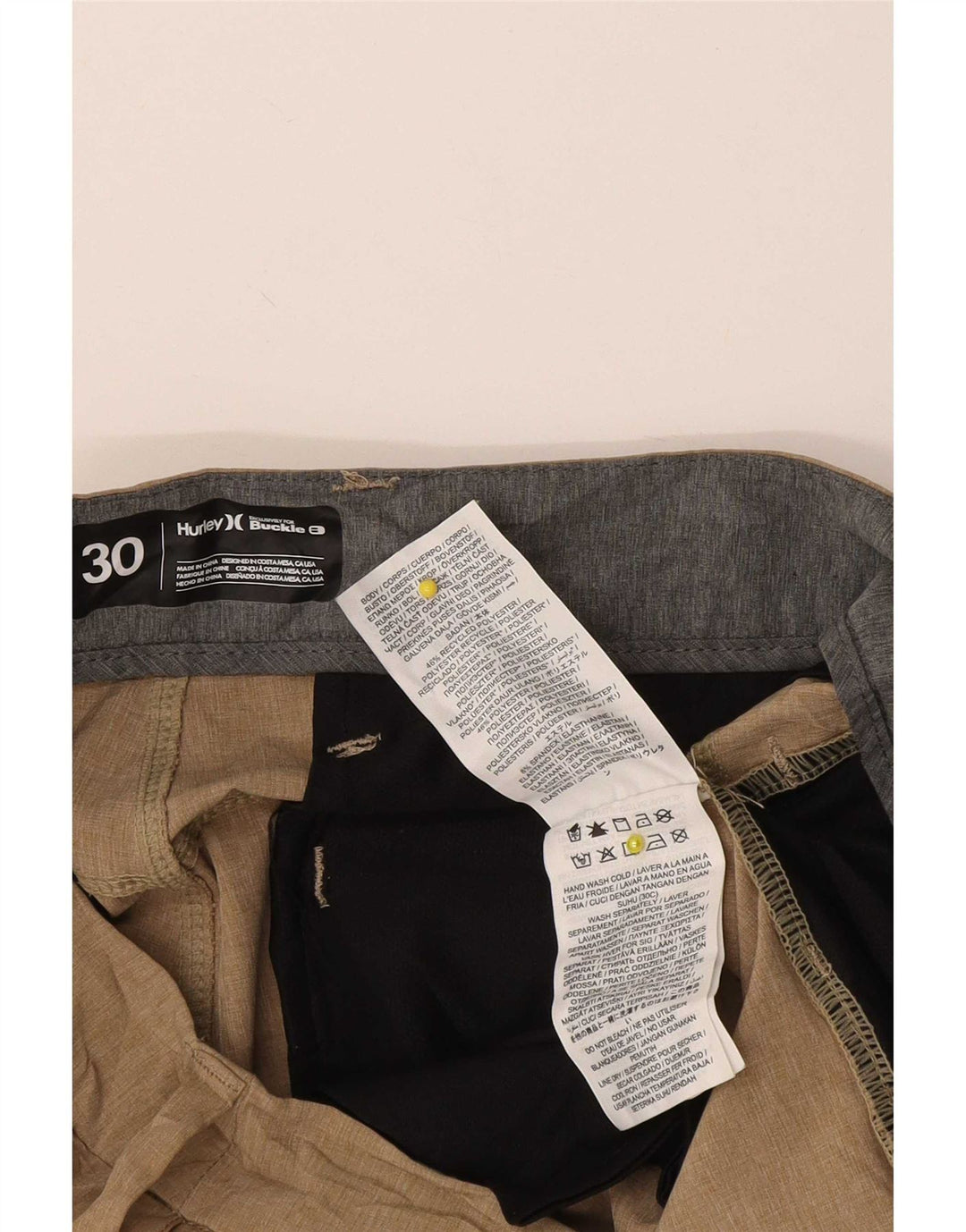 Ανδρικό σορτς Chino Hurley W30 μεσαίο μπεζ πολυεστέρας