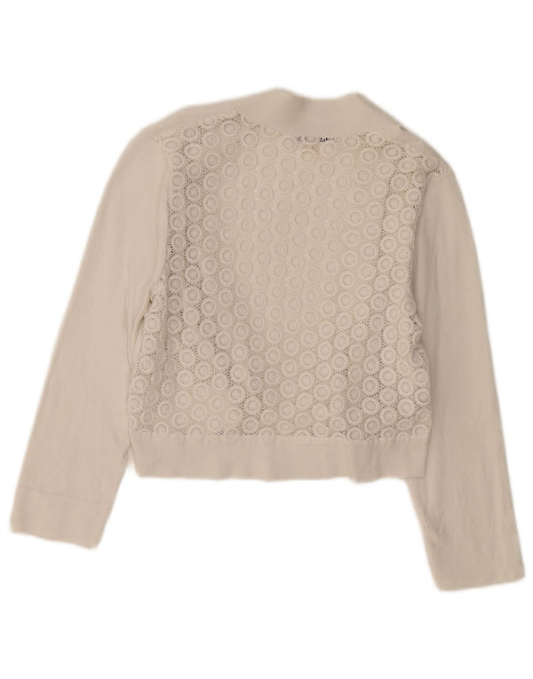 CALVIN KLEIN Γυναικείο πουλόβερ ζακέτα με 3/4 μανίκια UK 12 Medium Off White