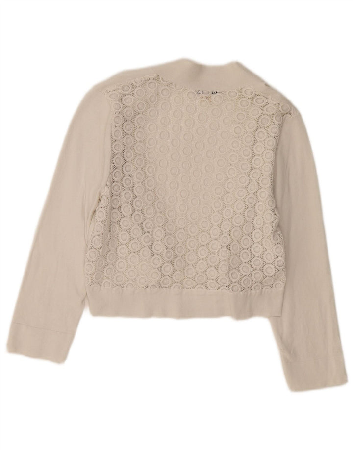CALVIN KLEIN Γυναικείο πουλόβερ ζακέτα με 3/4 μανίκια UK 12 Medium Off White