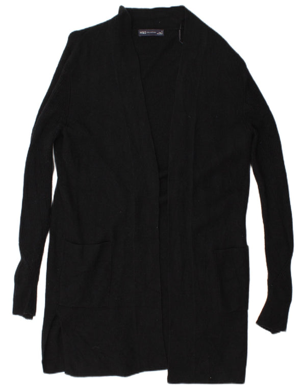 Marks & Spencer Γυναικείο Longline ανοιχτό πουλόβερ ζακέτα UK 8 Small Black