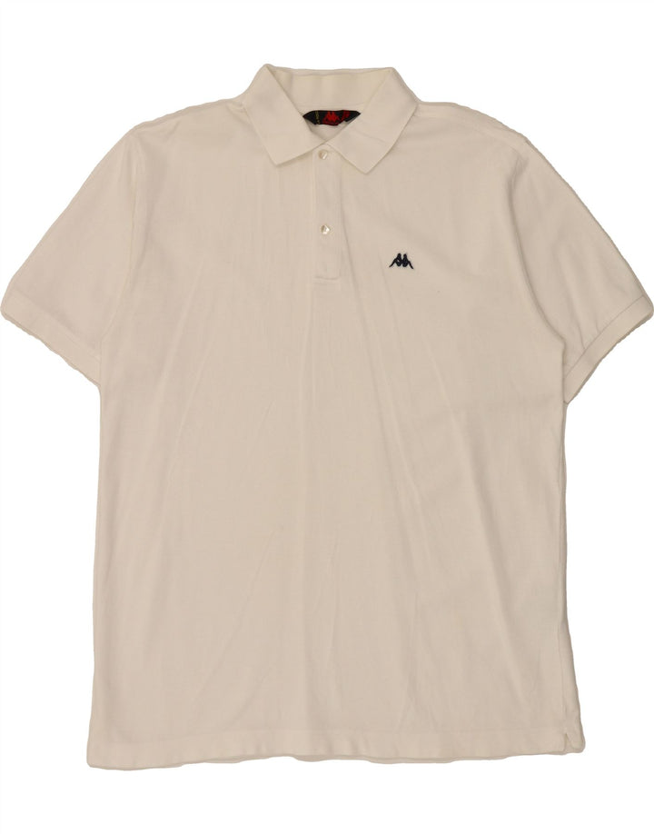 KAPPA Mens Polo Shirt Large White Cotton Vintage Kappa and Second-Hand Kappa from Messina Hembry 
