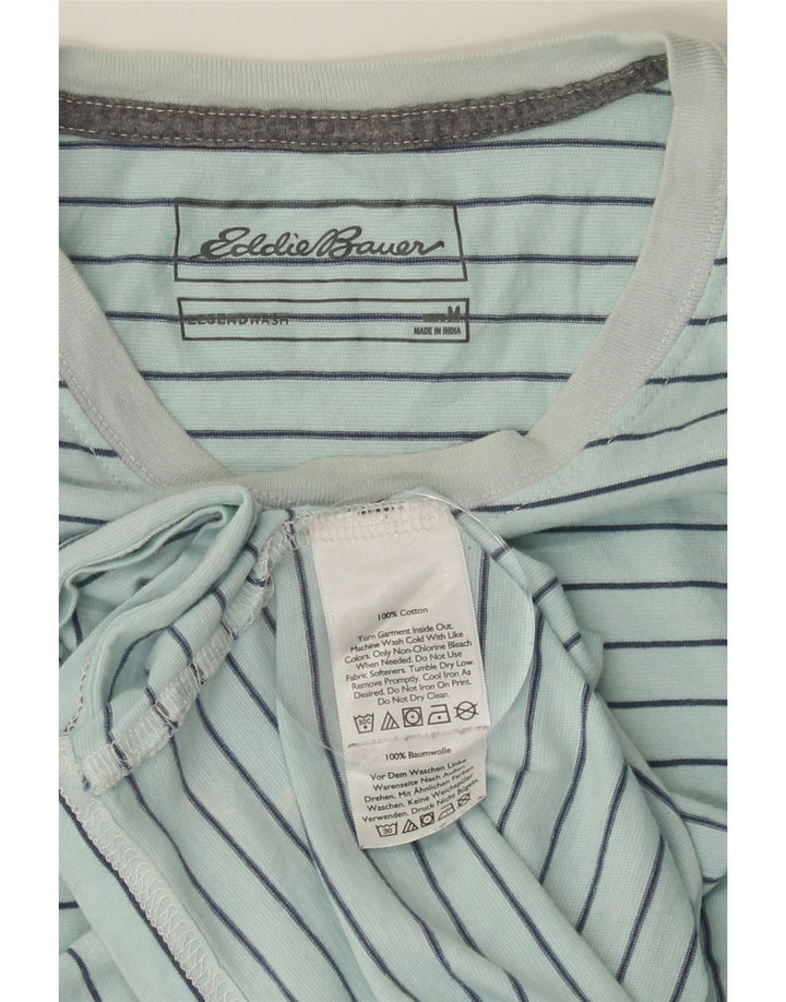 EDDIE BAUER Mens Legendwash T-Shirt Top Medium Blue Striped Cotton Vintage Eddie Bauer and Second-Hand Eddie Bauer from Messina Hembry 
