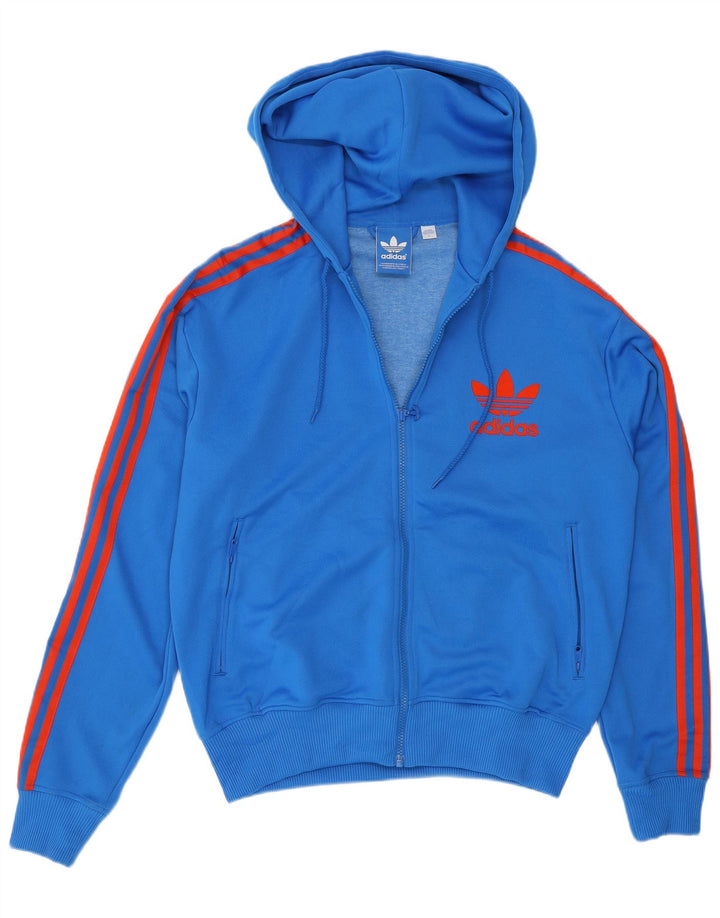Ανδρικό πουλόβερ με κουκούλα με φερμουάρ Adidas μεγάλο μπλε πολυεστέρα