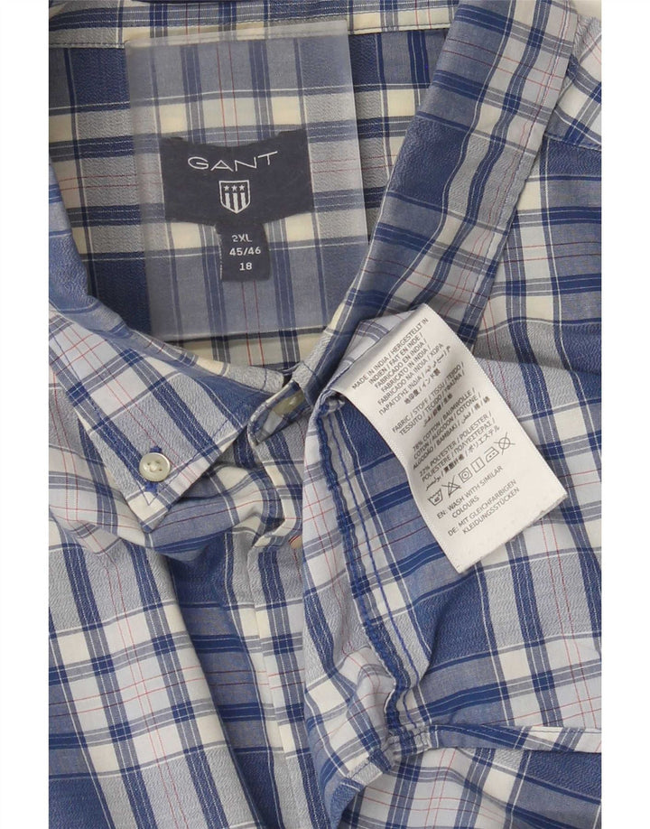 Ανδρικό πουκάμισο Gant Μέγεθος 45/46 18 2XL Blue Check Cotton
