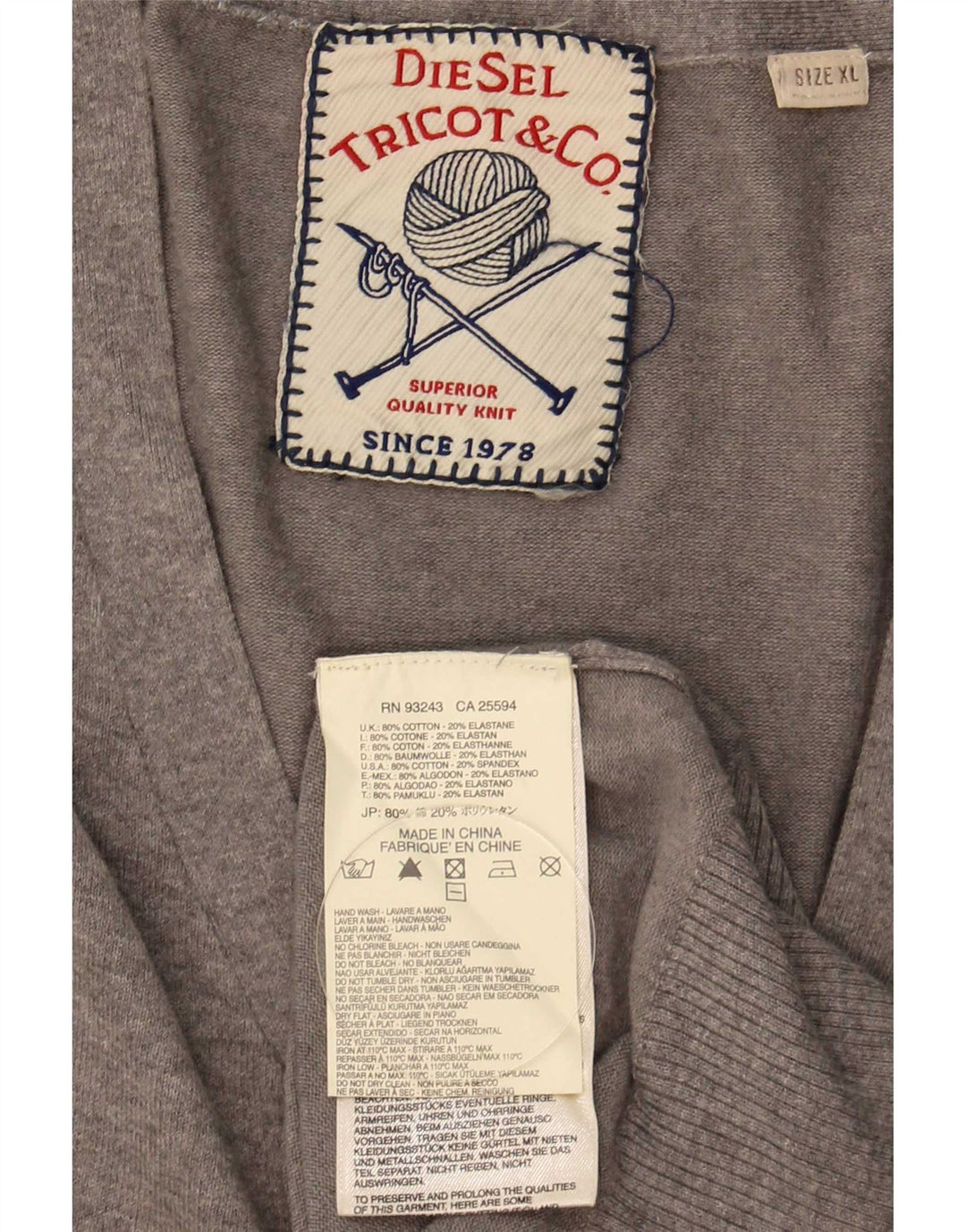 Ανδρικό πουλόβερ Diesel Cardigan XL Γκρι βαμβακερό