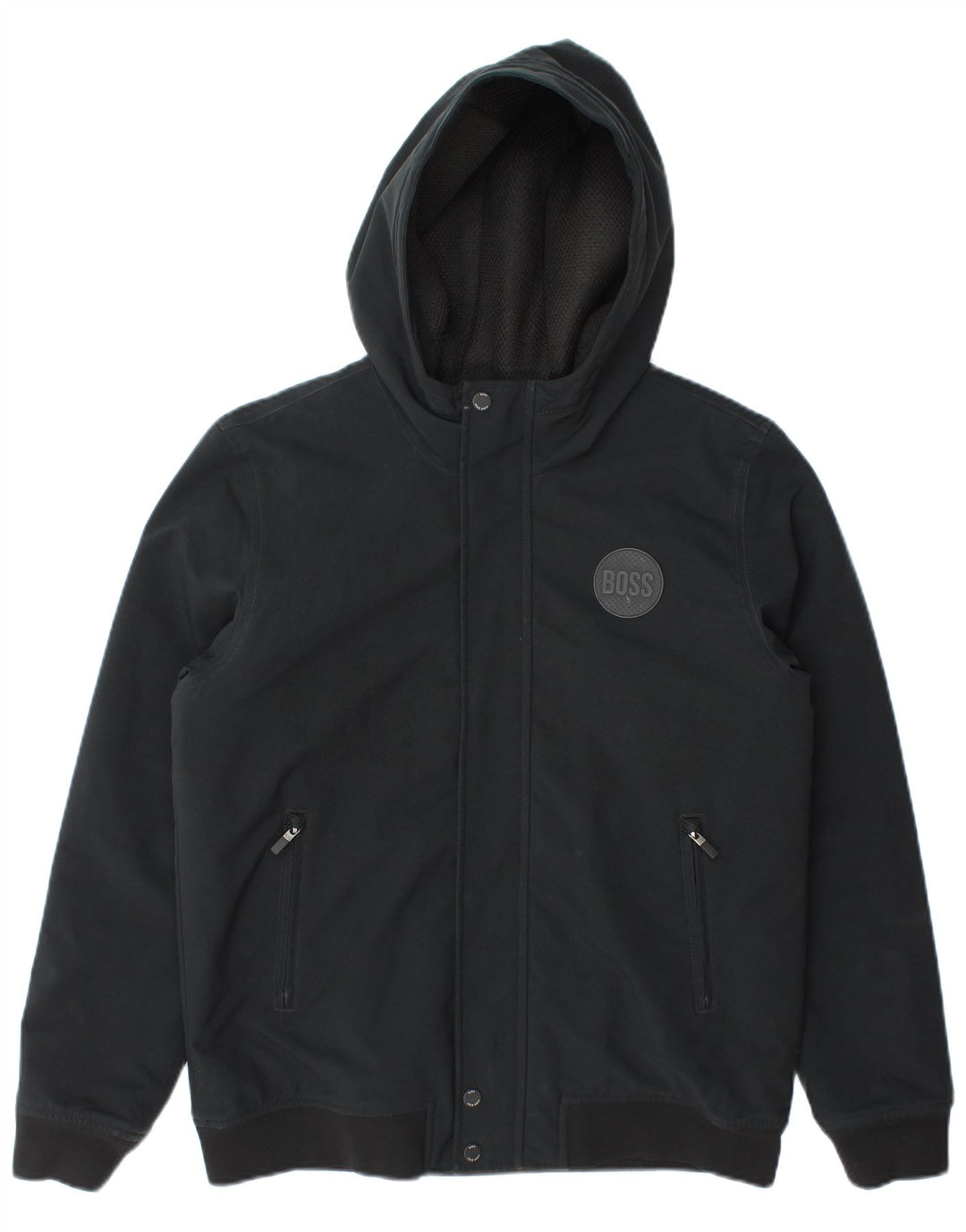 Hugo Boss Boys Hooded Bomber Jacket 13-14 Years Small Black Polyester