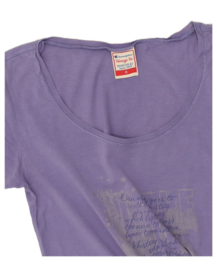 CHAMPION Womens Heritage Fit Graphic T-Shirt Top Medium Purple Cotton | Vintage Champion | Thrift | Second-Hand Champion | Used Clothing | Messina Hembry 