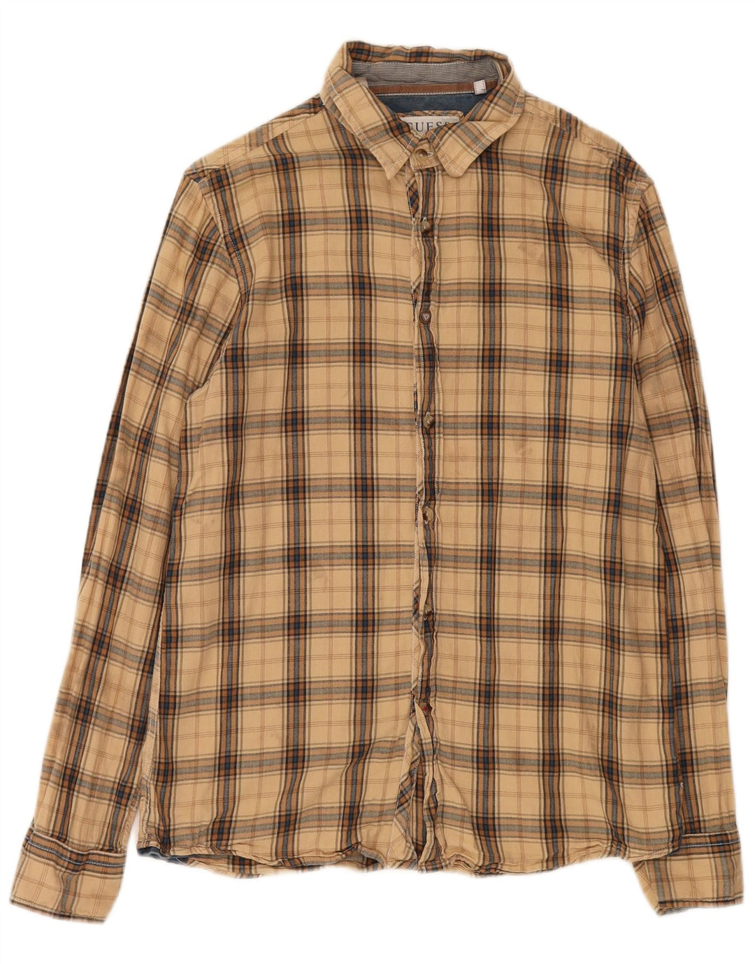 Ανδρικό φανελένιο πουκάμισο Guess Small Beige Check Cotton