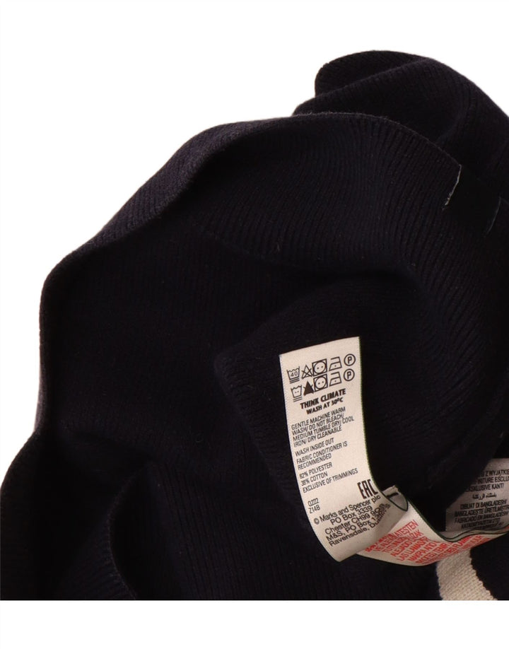 Marks & Spencer Ανδρικό πουλόβερ με λαιμόκοψη με φερμουάρ Μεγάλο μπλε ριγέ